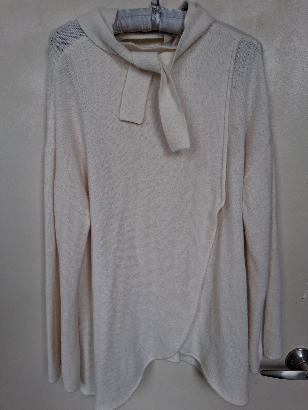 DG2 by Diane Gilman Cream Tie-Neck Cowl Sweater